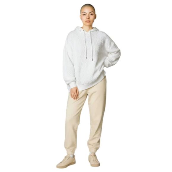 White Quilted Pullover Long Sleeved Drawstring Hoodie - NWOT - Picture 2 of 12